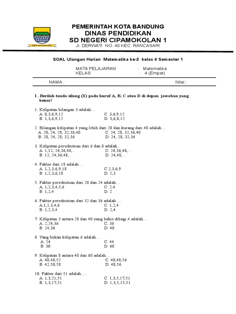 Soal Uts Matematika Kelas 3 Semester 1 Dalchaebi